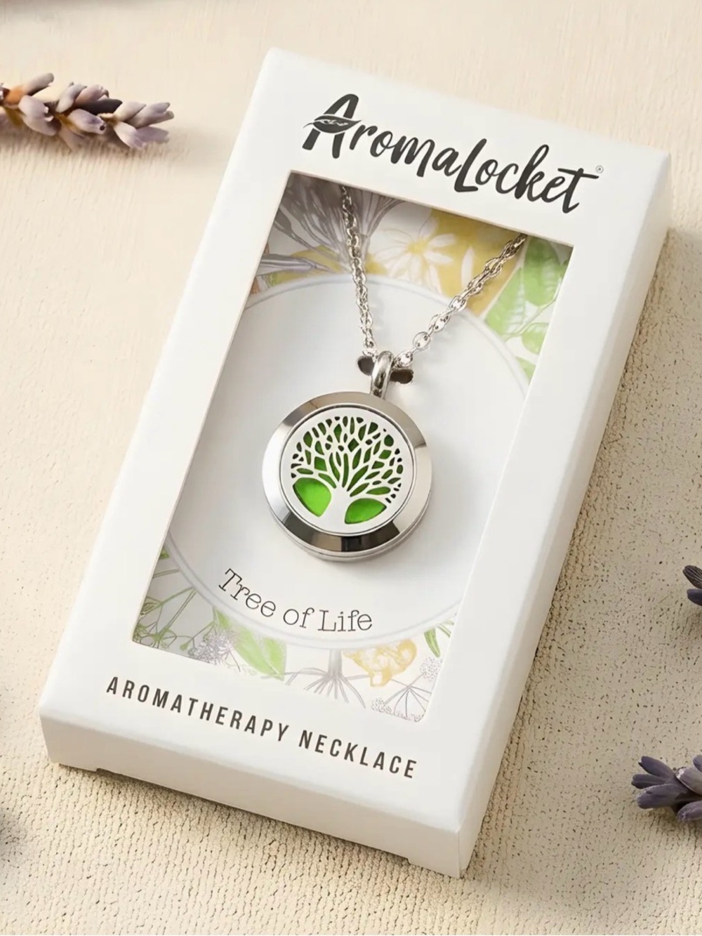 NWT AromaLocket Tree of Life Aromatherapy Necklace Diffuser